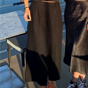 Banana Republic Black Wide-Leg Linen Blend Pants